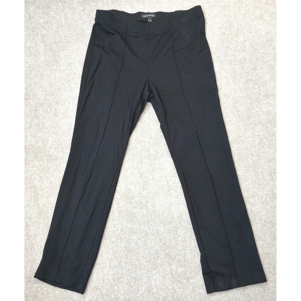 Banana Republic Black Ponte Knit Pintuck Seam Pull On Trousers Pants Womens L